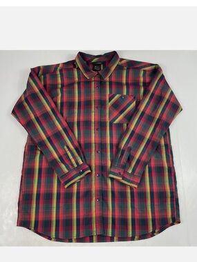Burton Men's Plaid Long-Sleeve Button-Up Shirt - Red/Green/Yellow